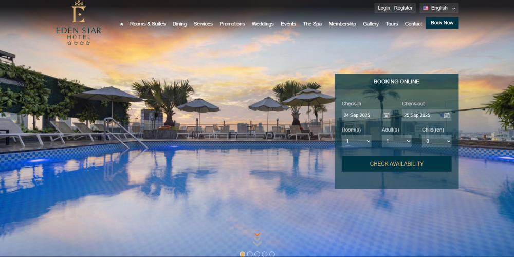 Mẫu website khách sạn Eden Star Hotel