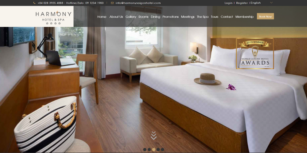 Mẫu website khách sạn Harmony Hotel & Spa