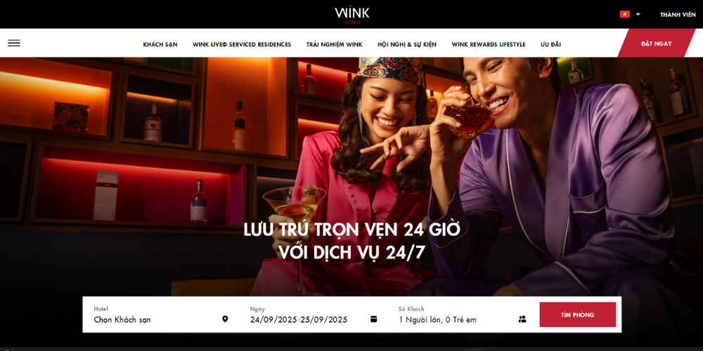 Mẫu website khách sạn Wink Hotel