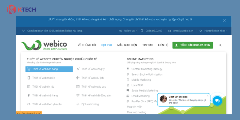 Webico công ty thiết kế website trực tuyến 