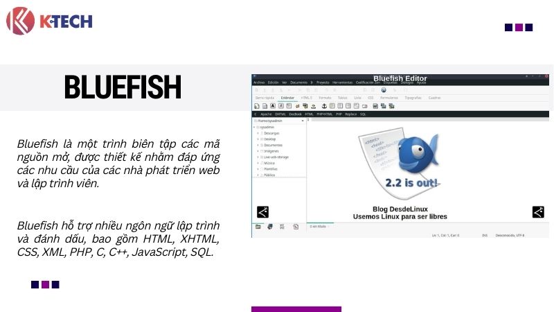 Bluefish - Phần mềm thiết kế website miễn phí