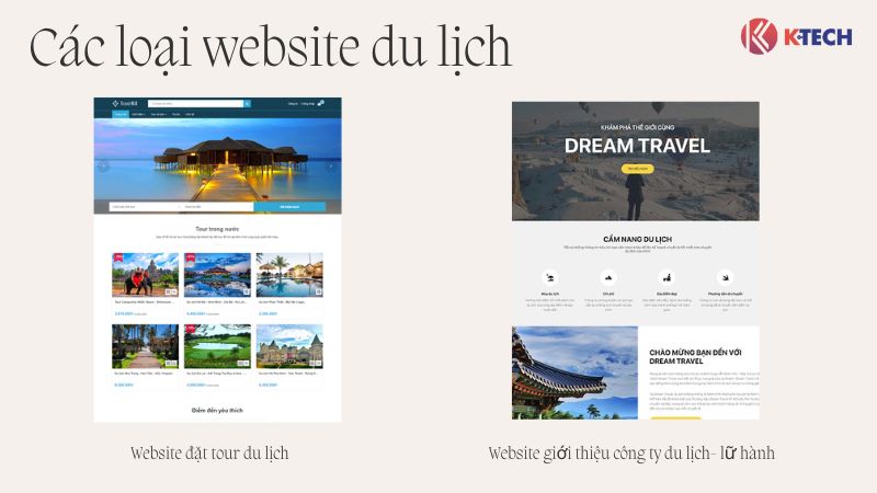 Các loại thiết kế website du lịch