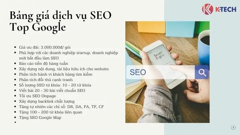 Bảng giá dịch vụ SEO Top Google 