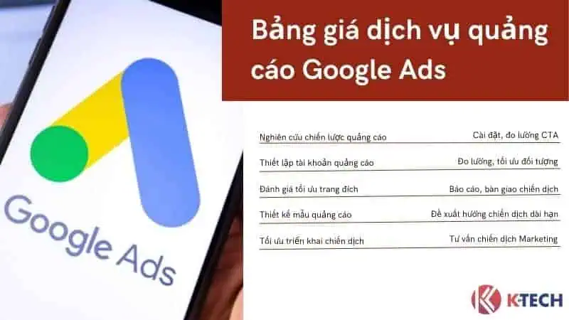 Bảng giá dịch vụ Quảng cáo Google Ads