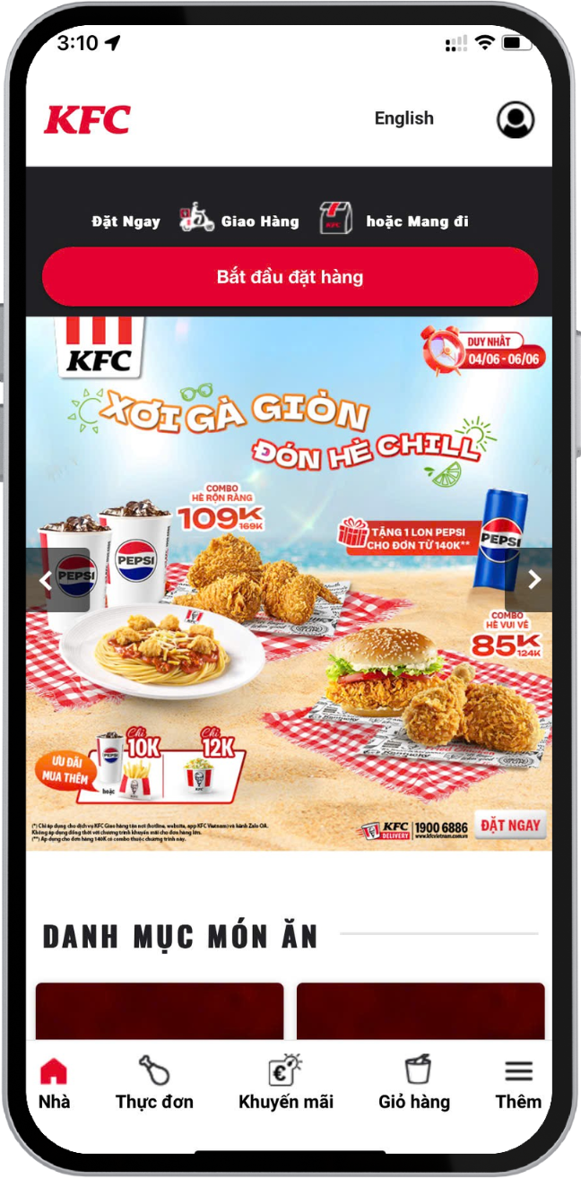 App KFC Vietnam