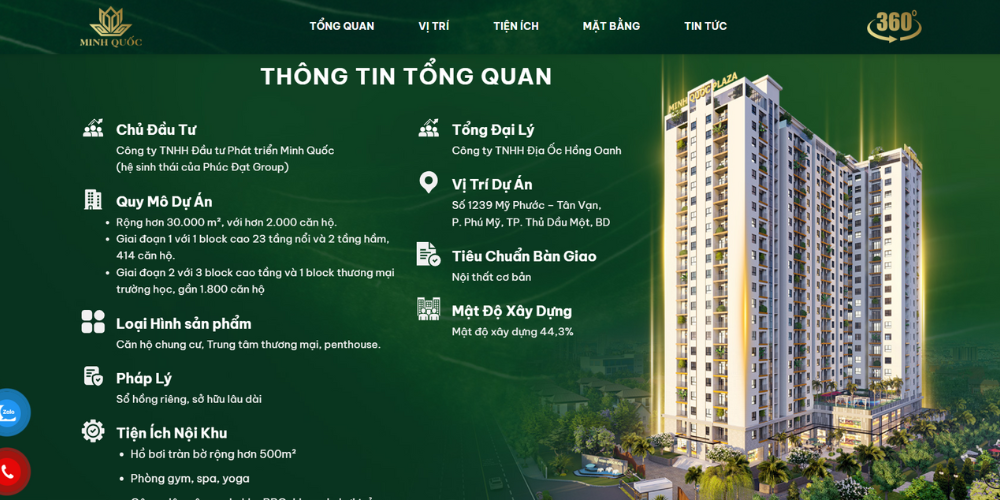 Mẫu website bất động sản Minh Quốc Plaza 