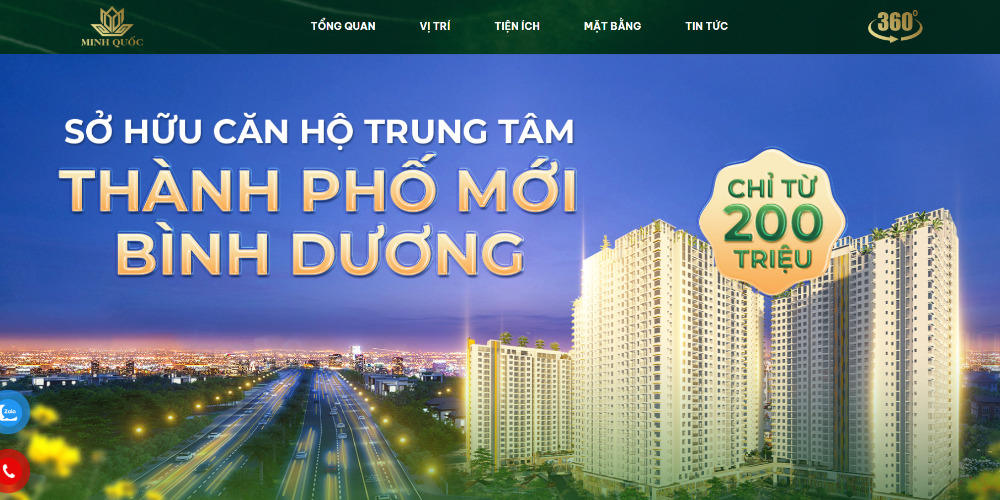 Mẫu website bất động sản dự án căn hộ Minh Quốc Plaza 