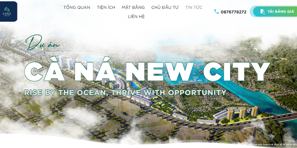 Mẫu website bất động sản dự án khu đô thị Cà Ná New City 