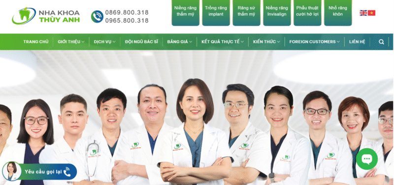 Mẫu thiết kế website nha khoa - Nha Khoa Thùy Anh