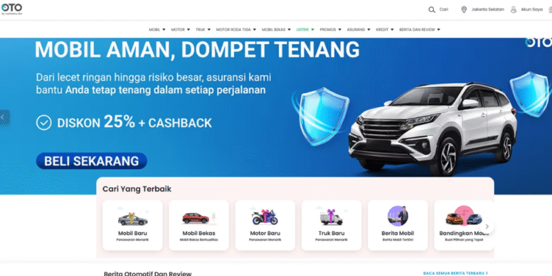 Mẫu thiết kế website bán ô tô - Oto.com