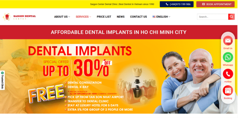 Mẫu thiết kế website nha khoa - Saigon Center Dental Clinic