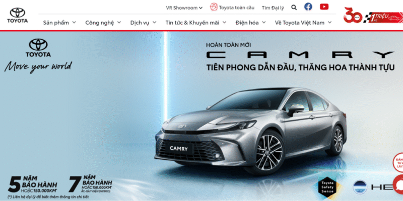 Mẫu thiết kế website bán ô tô Toyota