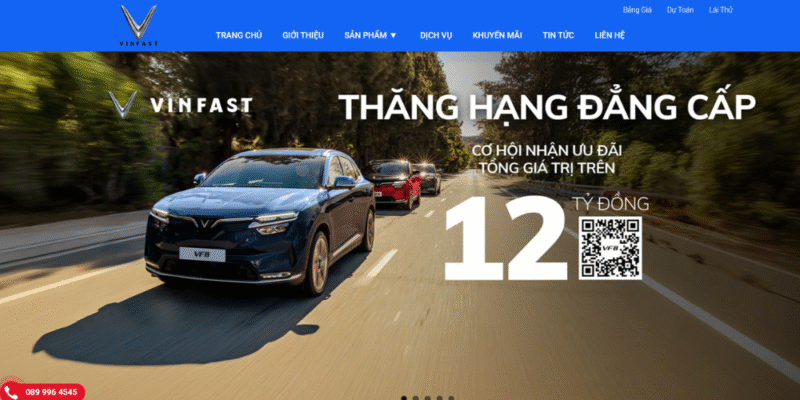 Mẫu thiết kế website bán ô tô - Vinfast