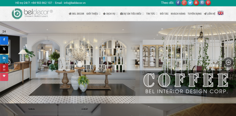Mẫu thiết kế website nội thất - Bel Decor