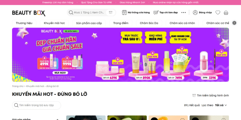 Mẫu thiết kế website làm đẹp - Beauty Box