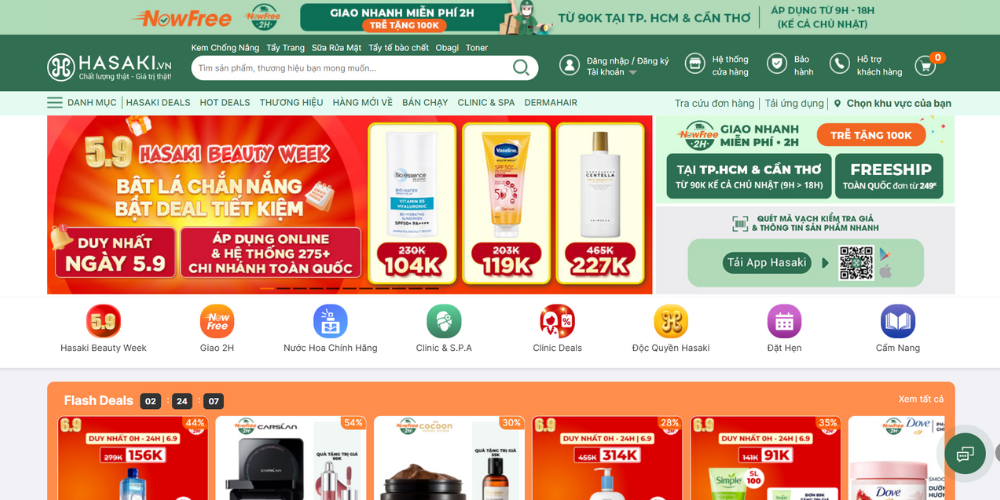 Mẫu thiết kế website mỹ phẩm & Clinic Hasaki 