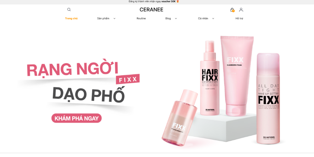 Mẫu thiết kế website mỹ phẩm Hàn Quốc So’natural 