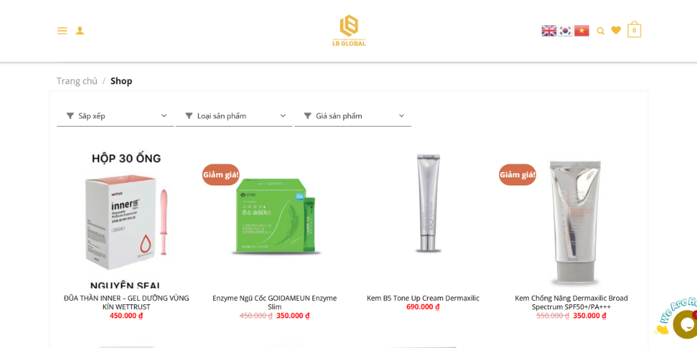 Mẫu thiết kế website mỹ phẩm LG Global 