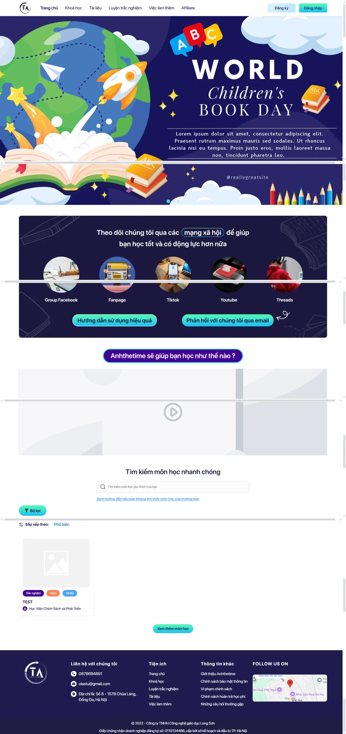 WEBSITE ĐĂNG KÝ KHÓA HỌC