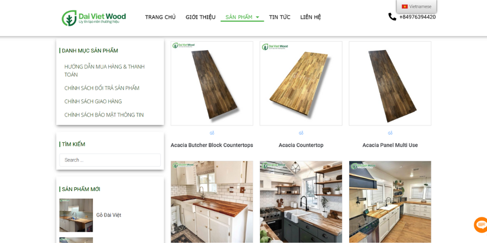 Mẫu thiết kế website bán hàng online Đại Việt Wood 