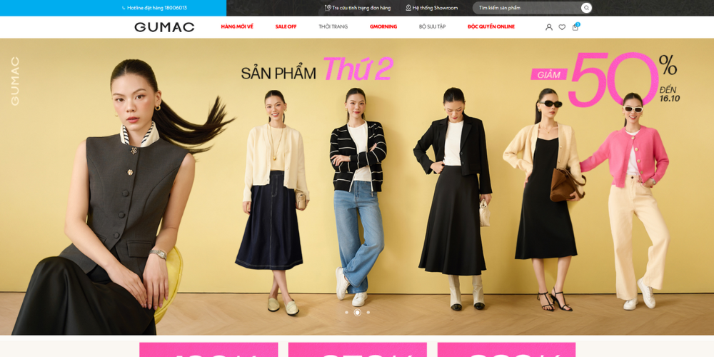 Mẫu website bán hàng thời trang GUMAC chuyên nghiệp 2025