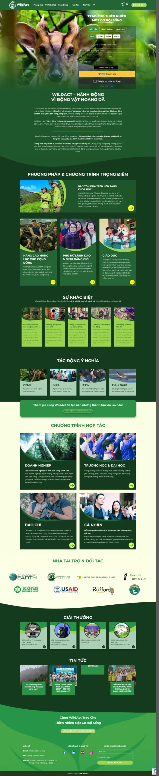 WEBSITE BẢO TỒN ĐỘNG VẬT HOANG DÃ