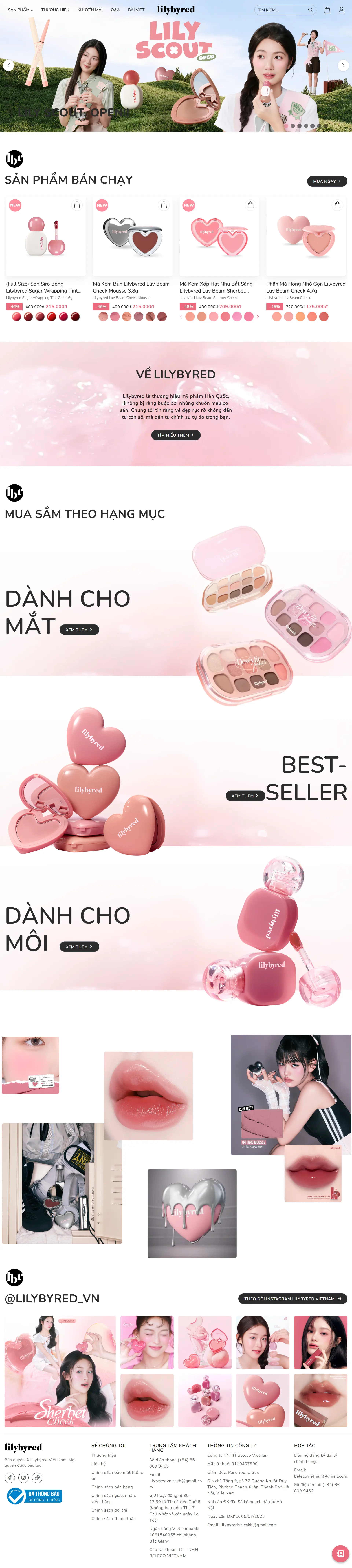 WEBSITE MỸ PHẨM LILYBYRED