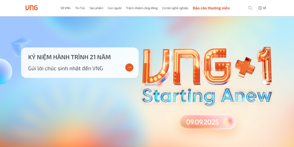 Mẫu Thiết Kế Web Giới Thiệu VNG