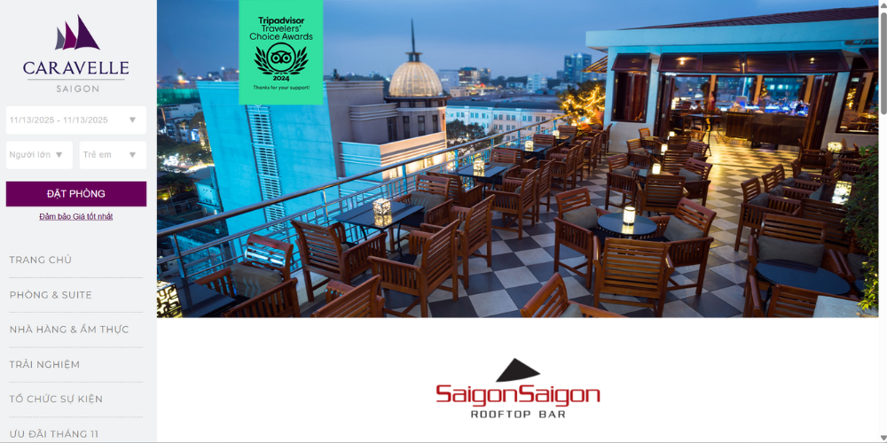 Mẫu thiết kế website quán Bar - Saigon Saigon Bar