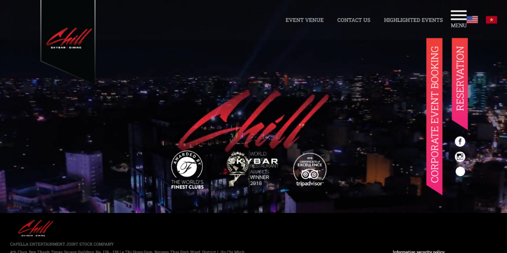 Mẫu thiết kế website quán Bar - Chill Skybar