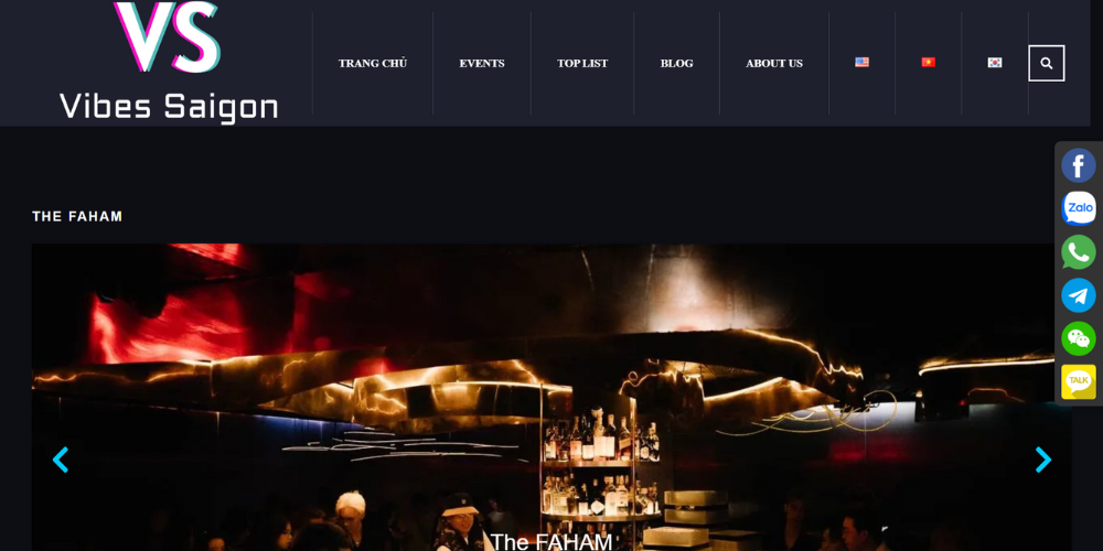 Mẫu thiết kế website quán Bar - The Faham