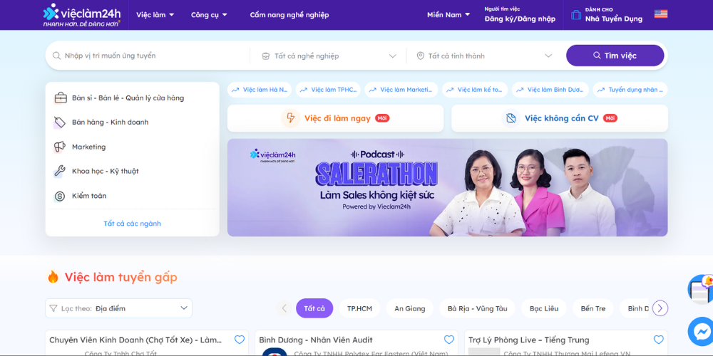 Mẫu thiết kế website tuyển dụng hiệu quả tại Việc làm 24h