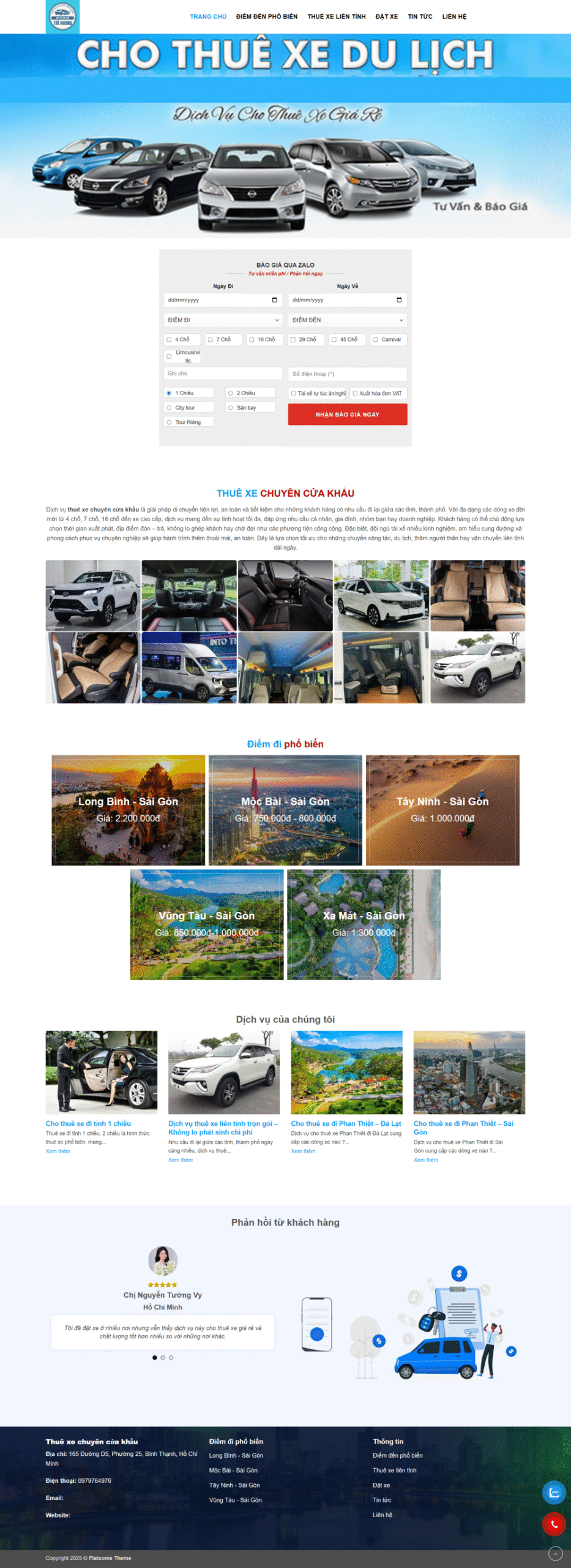 WEBSITE CHO THUÊ XE DU LỊCH