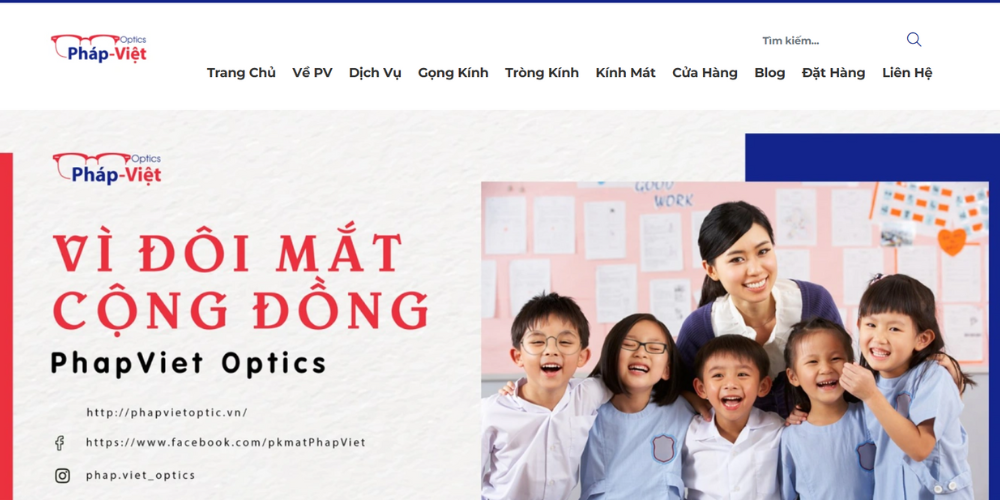 Mẫu Thiết Kế Website Phòng Khám Chuyên Khoa Mắt - Pháp Việt Optics