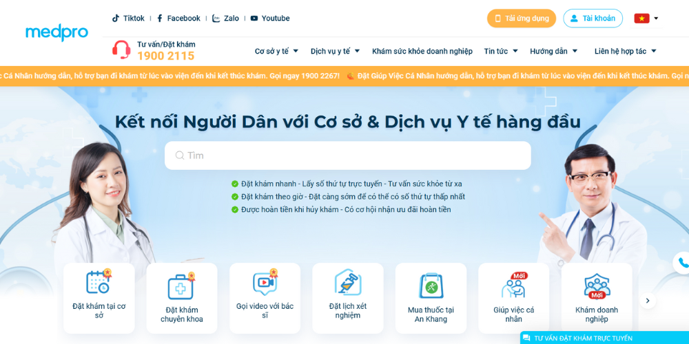 Mẫu Thiết Kế Website Phòng Khám Đặt Lịch Nhanh - Medpro