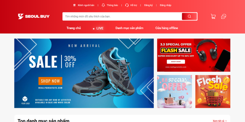 Mẫu Thiết Kế Website Thương Mại Điện Tử Đa Ngành - SeoulBuy