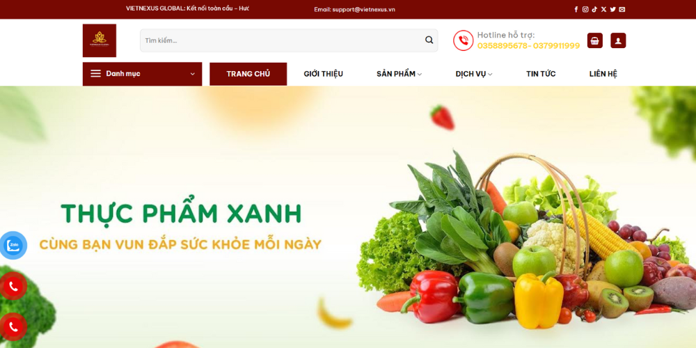 Mẫu Thiết Kế Website Thương Mại Điện Tử Thực Phẩm - Vietnexus