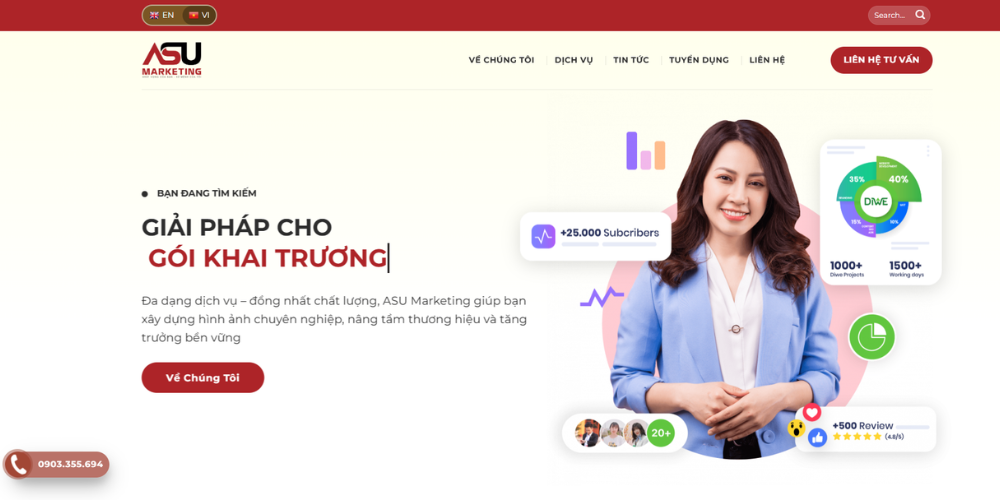 Dự án thiết kế web công ty Asu Marketing