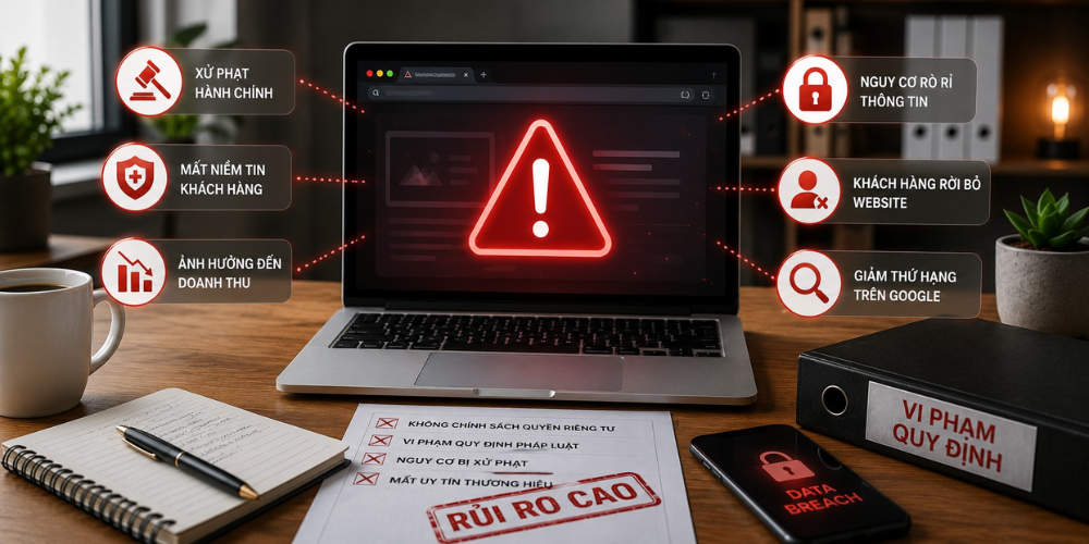 Rủi ro khi website không có chính sách quyền riêng tư website 