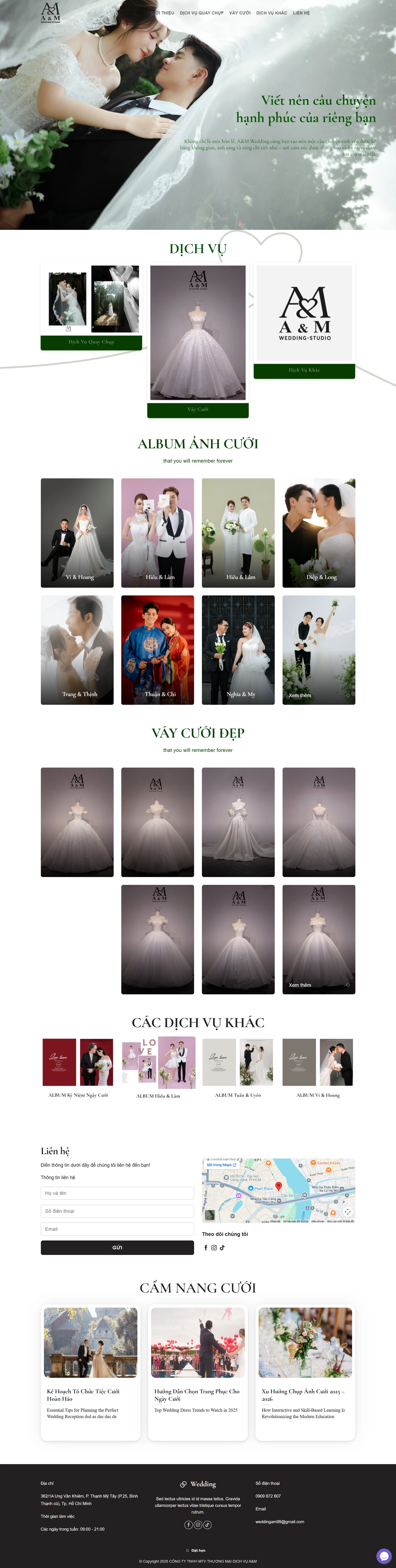 WEBSITE STUDIO ÁO CƯỚI A&M